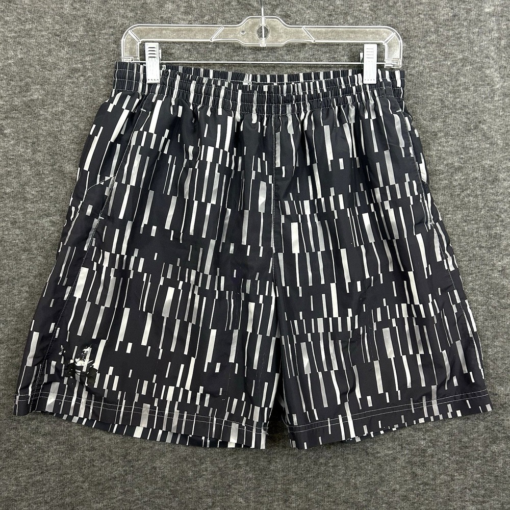 Under Armour Shorts Mens Large Geometric Gray Heatgear Gym Workout Lined 7" READ - Picture 1 of 16